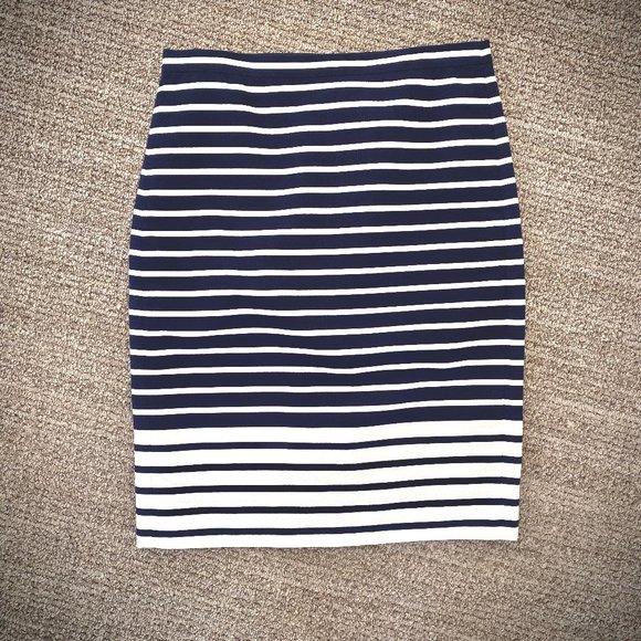 J. Crew Navy/White Striped Colorblock Pencil Skirt - Picture 4 of 11